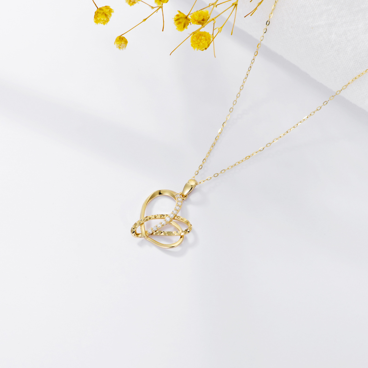 14K Gold Moissanite Heart Pendant Necklace-4