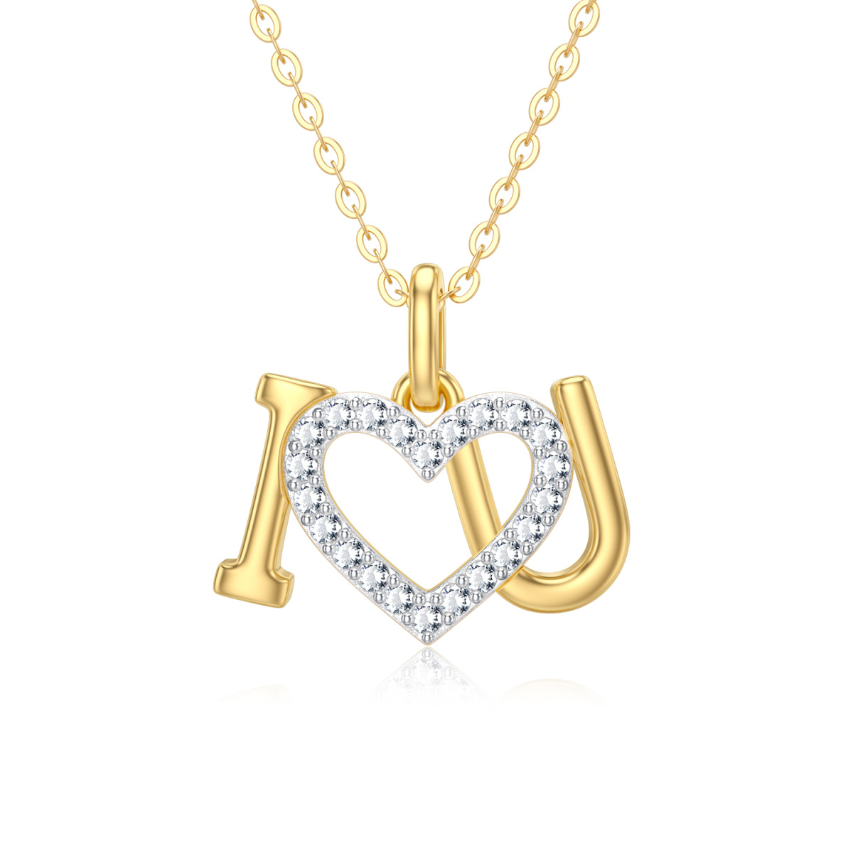 10K Gold Moissanite Heart Pendant Necklace-1