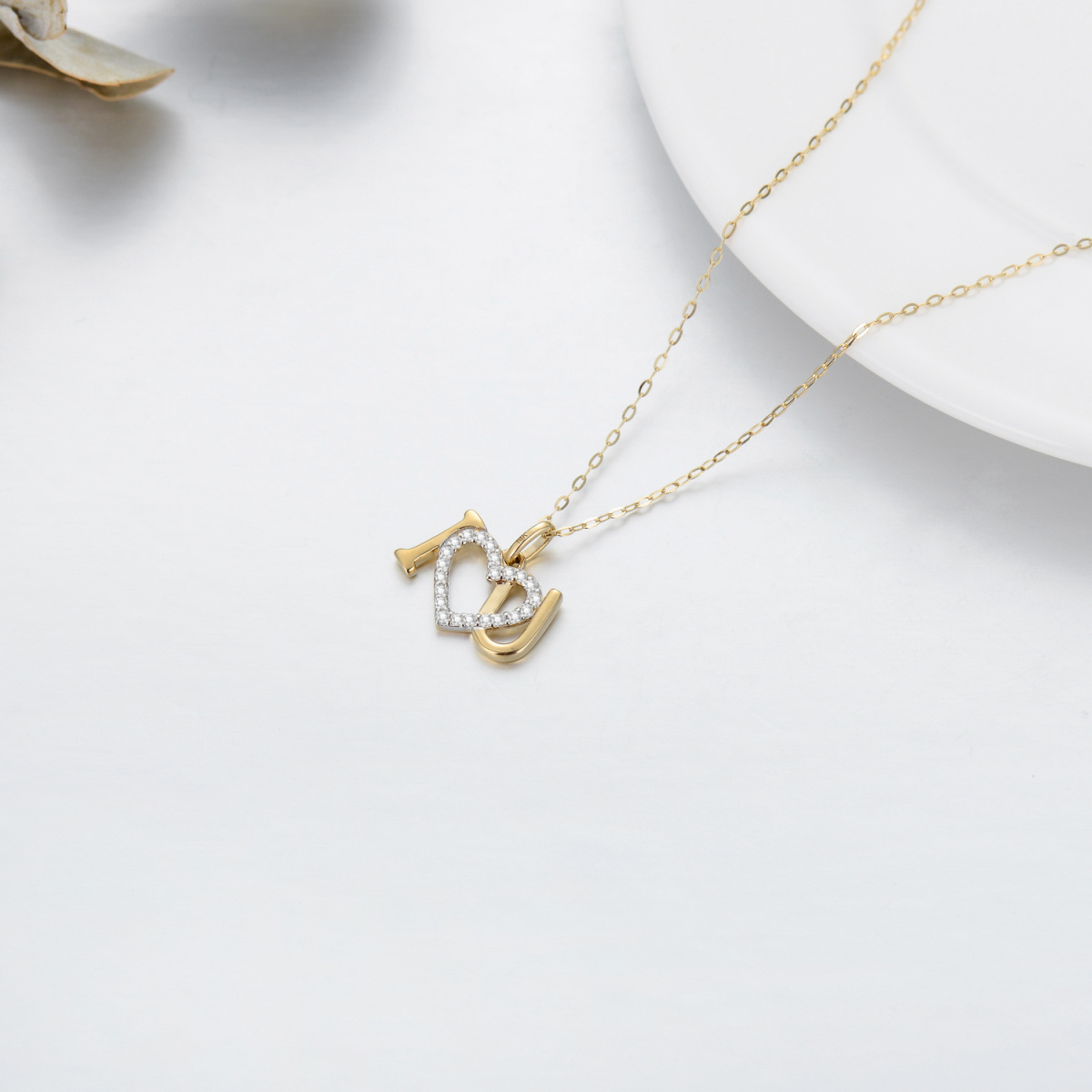 Colar com pingente de coração Moissanite em ouro 14K para mulheres como presentes-4