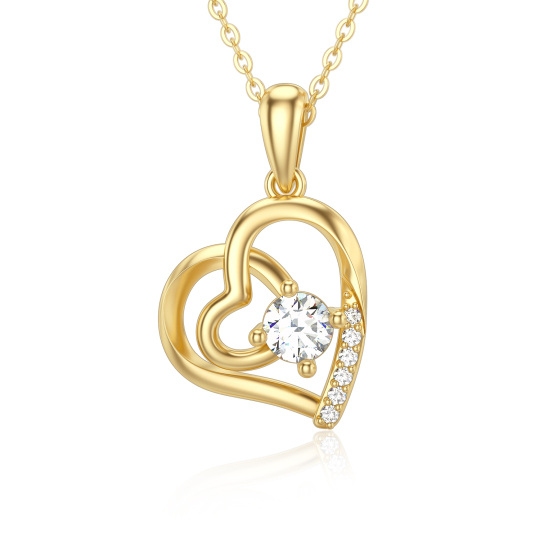 Collana con pendente a cuore in moissanite in oro 14 carati