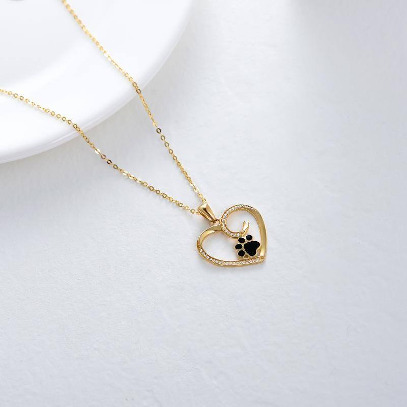 14K Gold Moissanite Heart Pendant Necklace-4