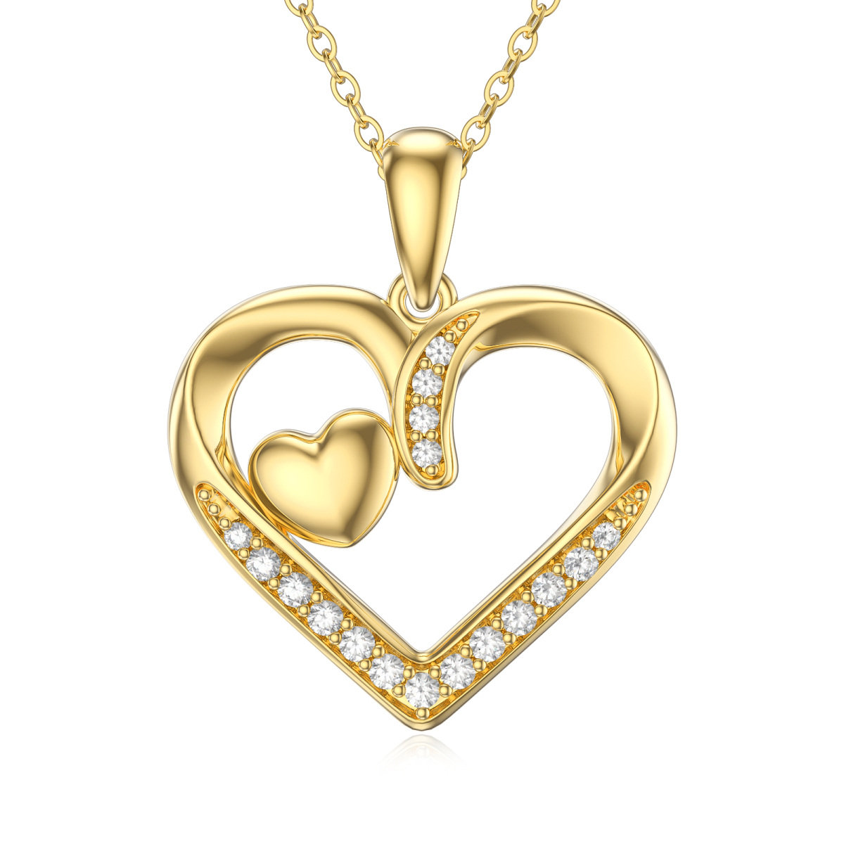 Collar con colgante de moissanita en forma de corazón de oro de 14 quilates para mujer-1