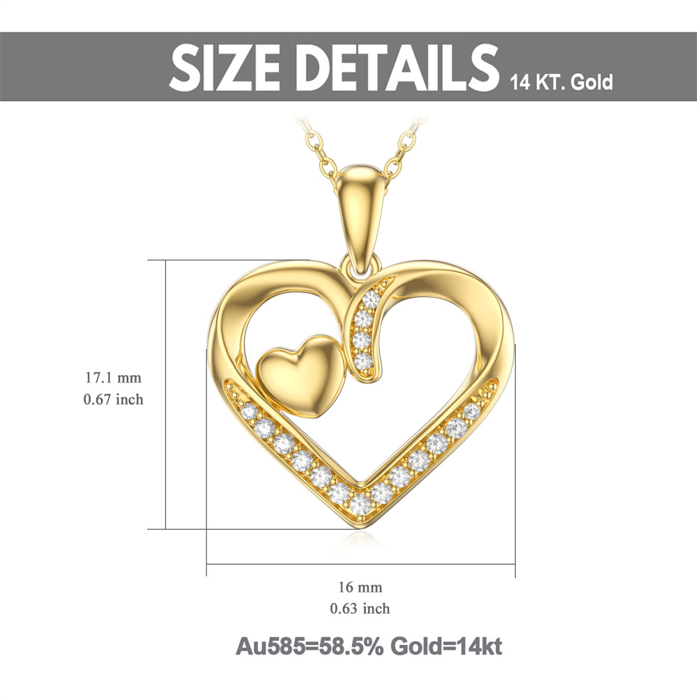 10K Gold Heart Moissanite Pendant Necklace For Women-6