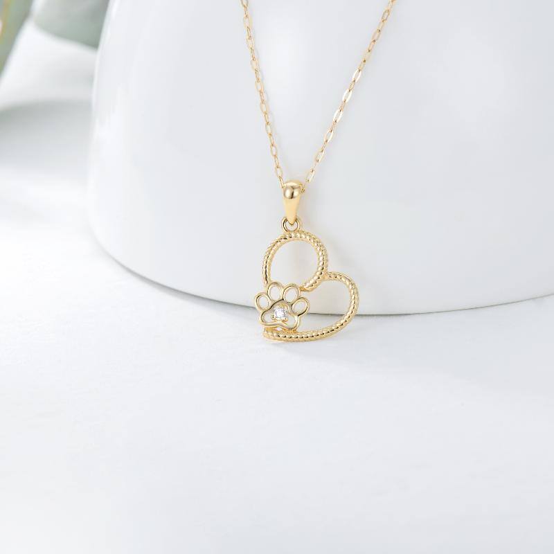 10K Gold Moissanite Heart Pendant Necklace-3