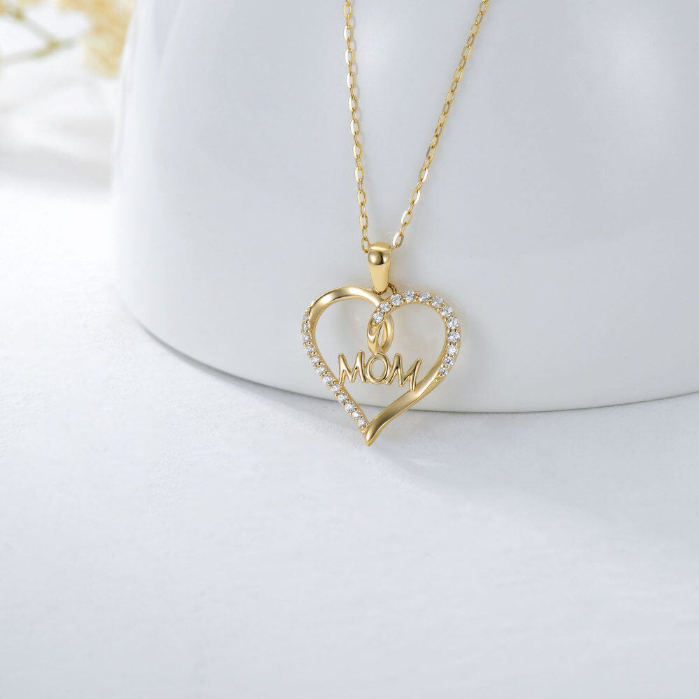 Halskette mit Herzanhänger aus 10 Karat Gold mit Moissanit-3