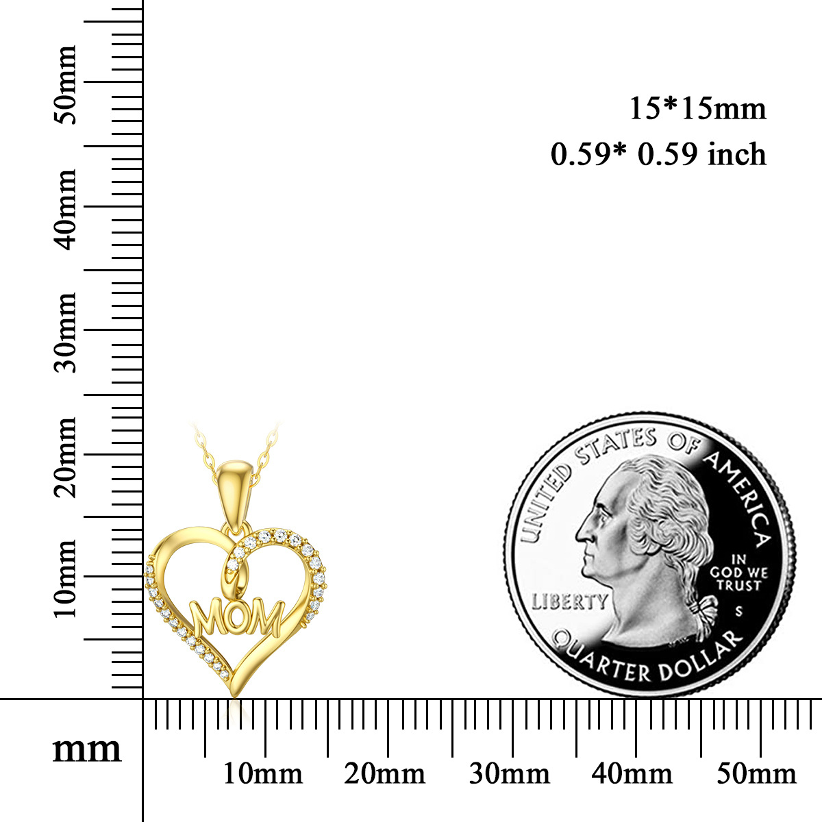 Colar com pingente de coração Moissanite em ouro 14K-5