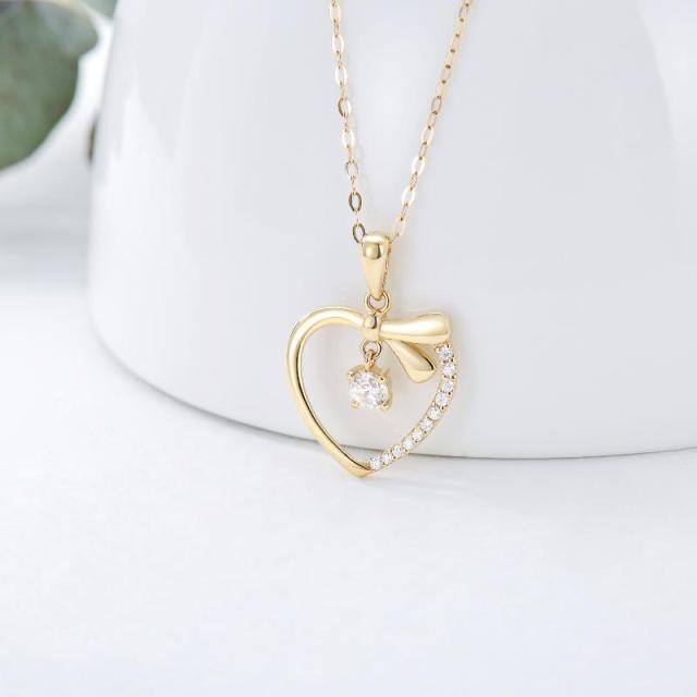 14K Gold Moissanite Heart Pendant Necklace-3