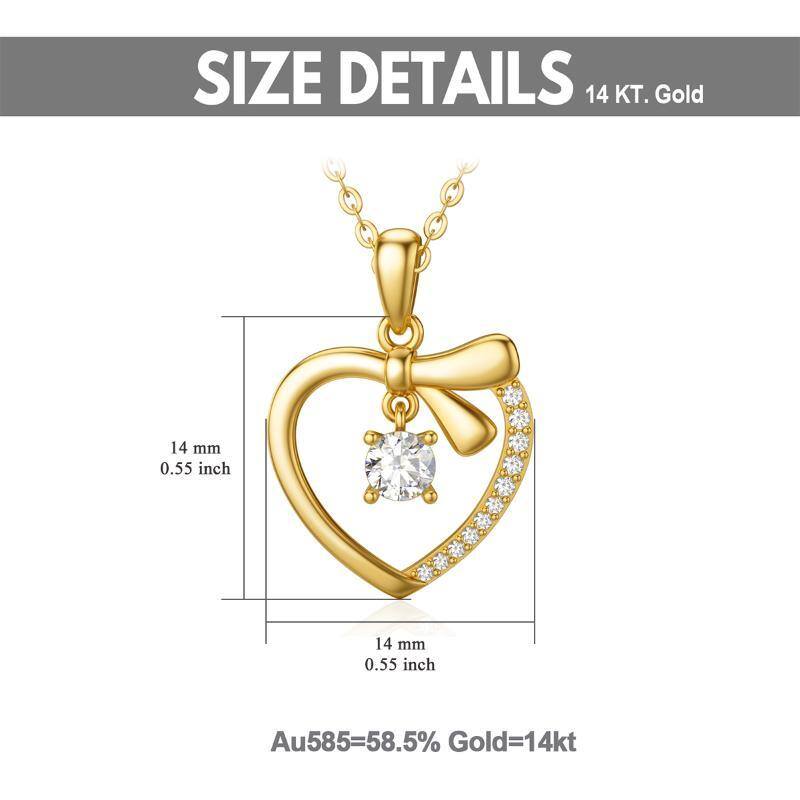 10K Gold Moissanite Heart Pendant Necklace-6