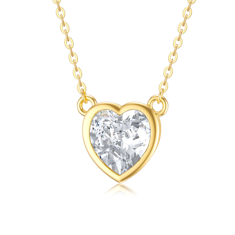 10K Gold Moissanite Heart Pendant Necklace-19