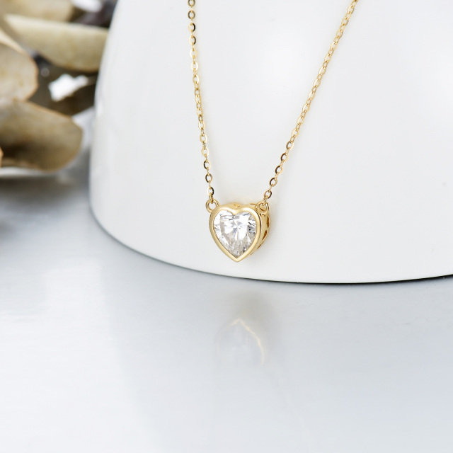 Collier pendentif coeur en or 14K Moissanite-4