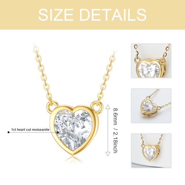 Collier pendentif coeur en or 14K Moissanite-5