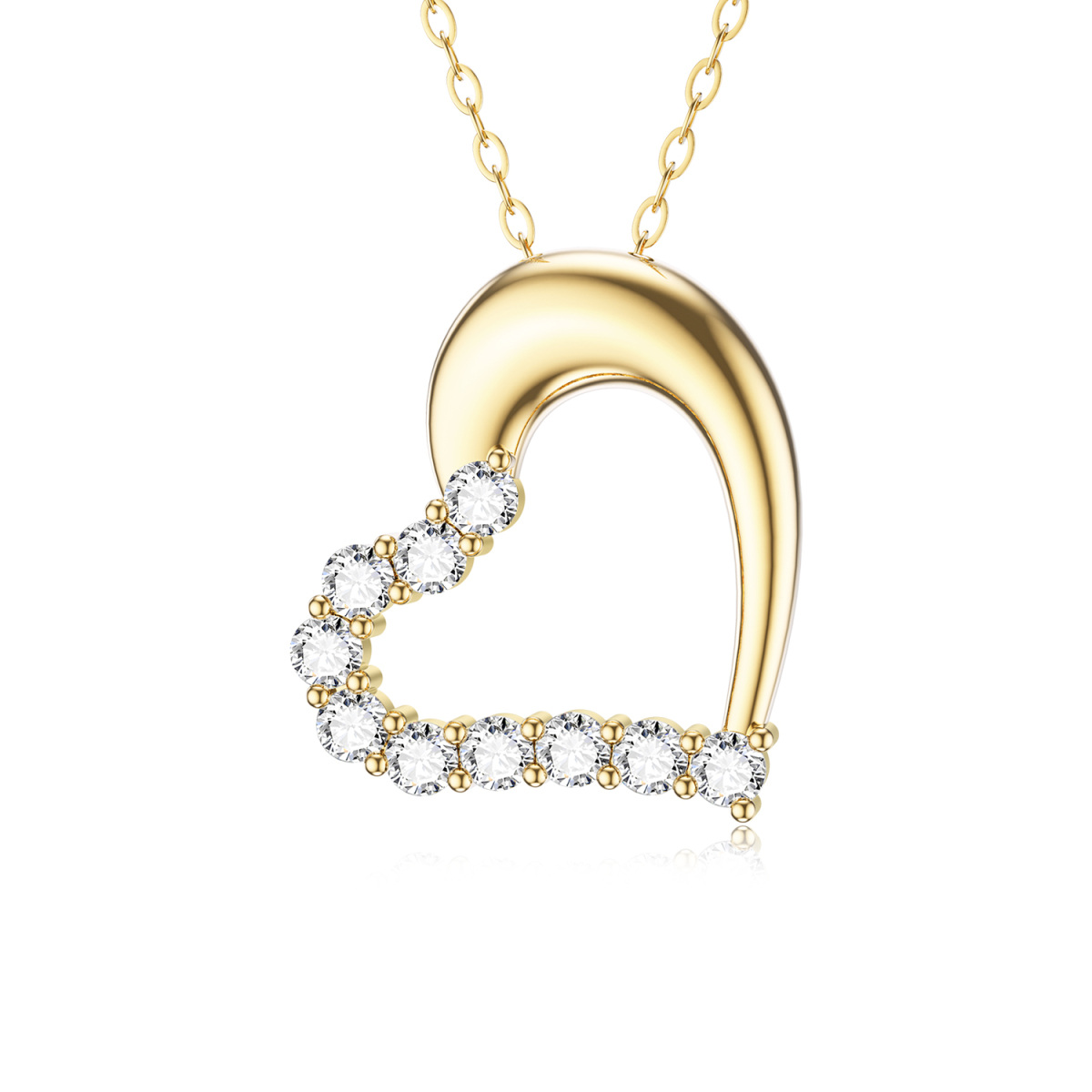 Collier pendentif coeur en or 14K Moissanite-1