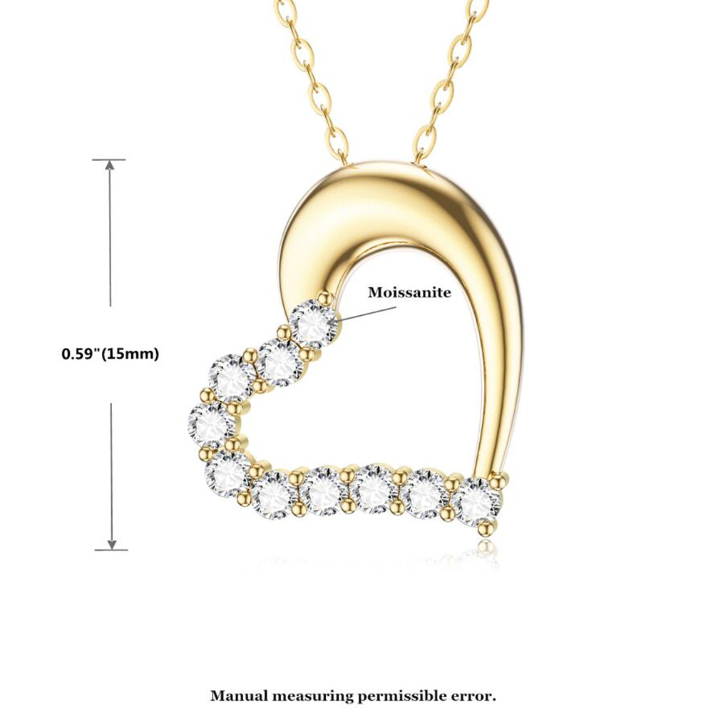 14K Gold Moissanite Heart Pendant Necklace-6