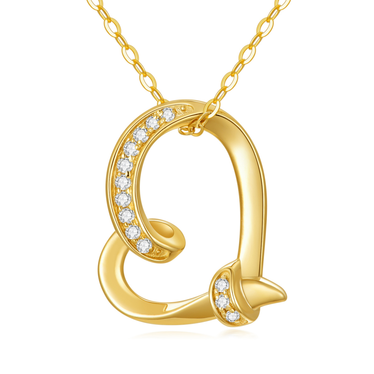 Collana con ciondolo a cuore in moissanite in oro 14K-1