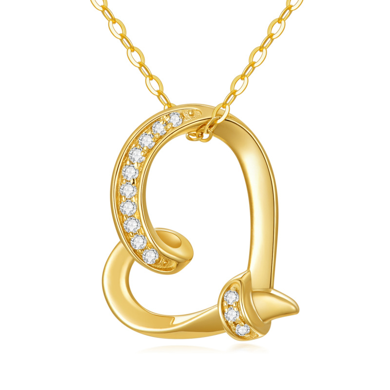 10K gouden moissaniet hart hanger ketting-20