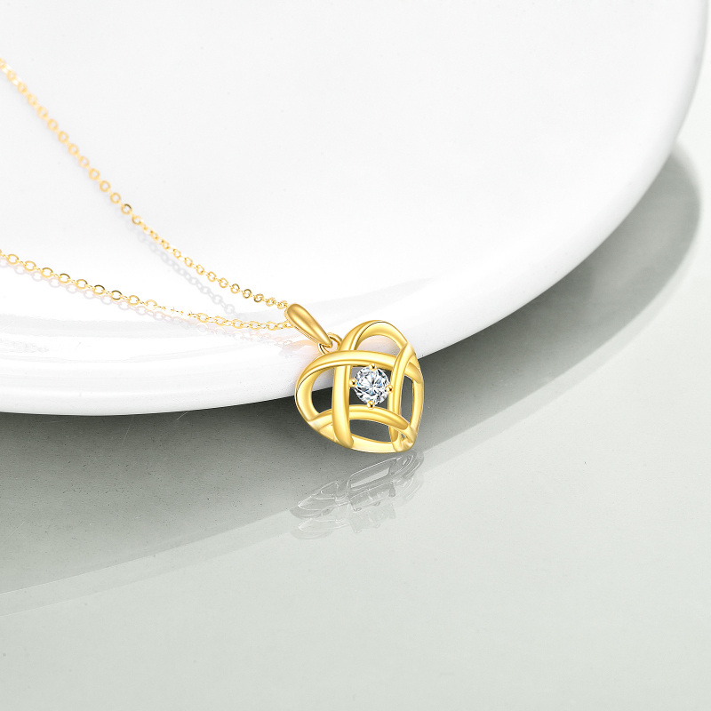 10K White Gold Moissanite Heart Pendant Necklace-4