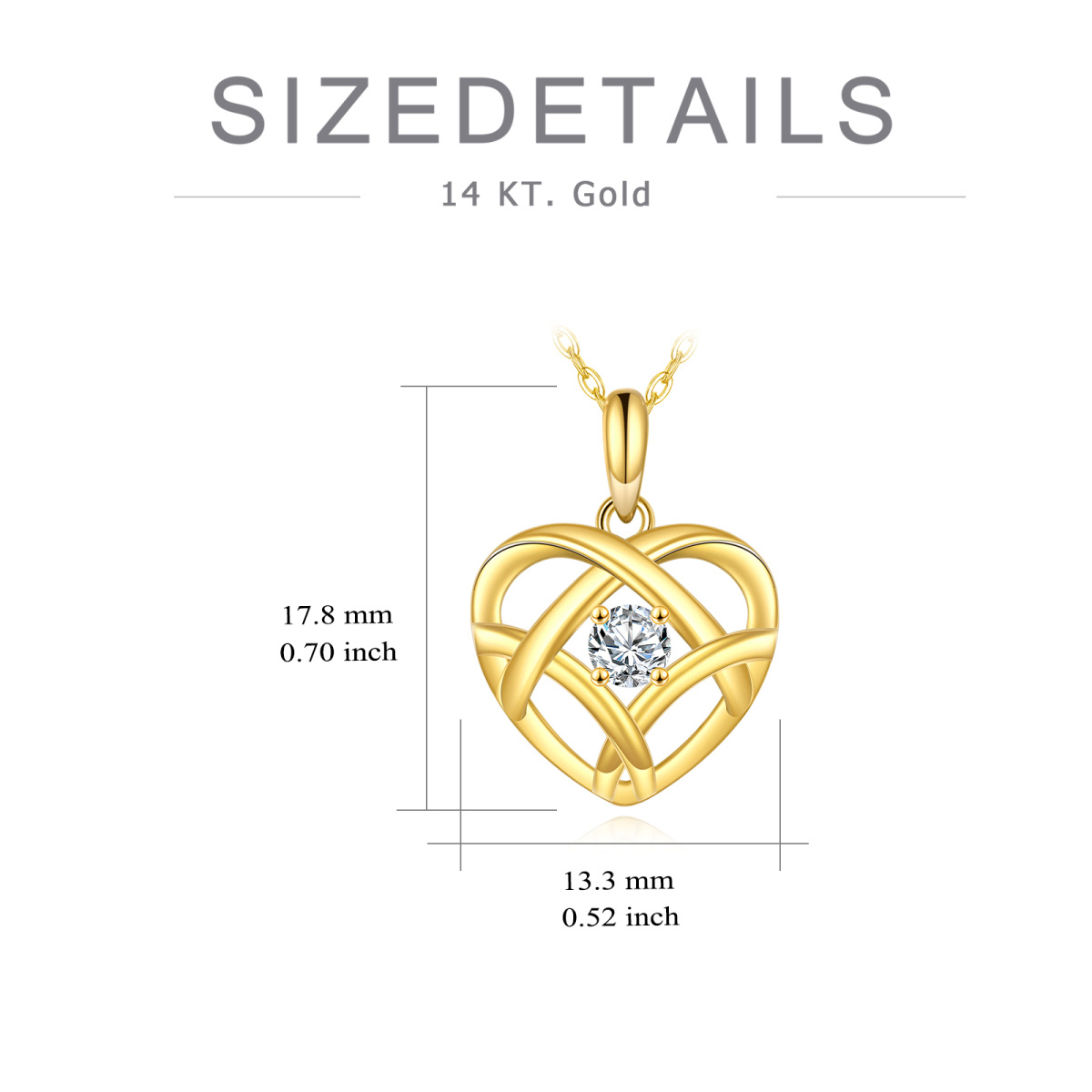 14K Gold Moissanit Herz-Anhänger Halskette-5