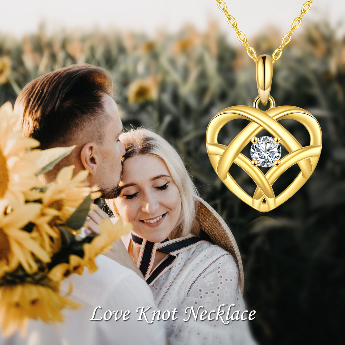 Collier pendentif coeur en or 14K Moissanite-6