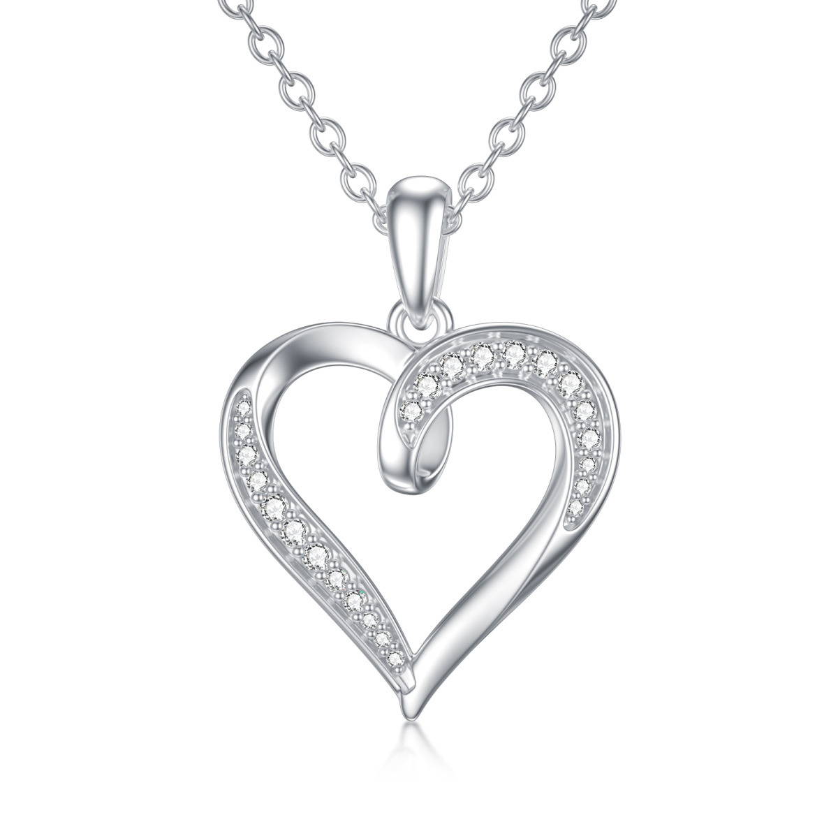 Collier pendentif coeur en or 14K Moissanite-1