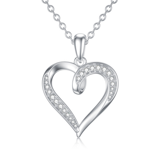 Collana con ciondolo a cuore in moissanite in oro 14K