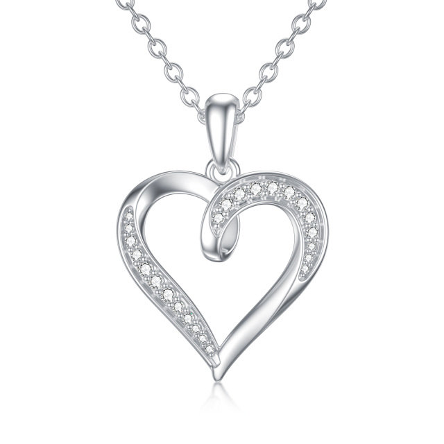 Collana con ciondolo a cuore in moissanite in oro 14K-1