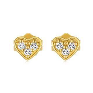 14K Gold Moissanite Heart Stud Earrings-44