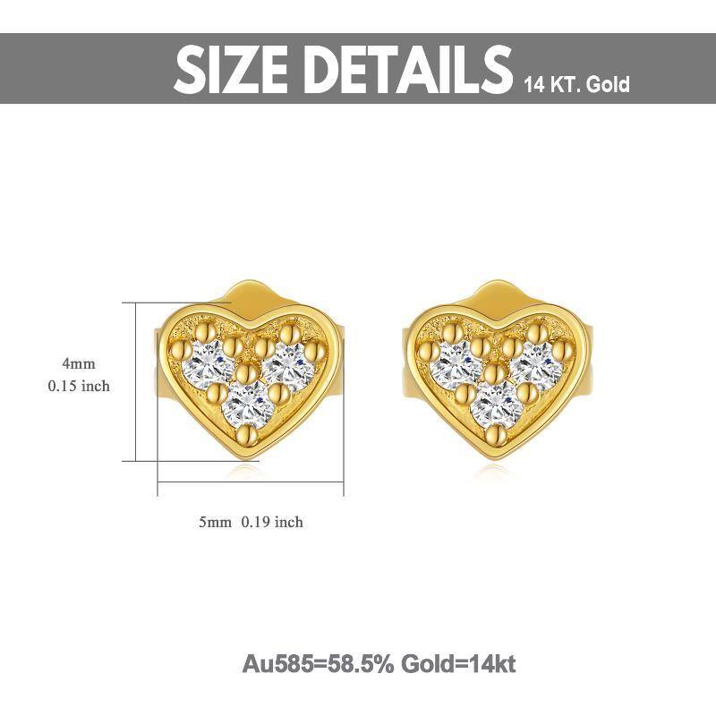 10K Gold Moissanite Heart Stud Earrings-6