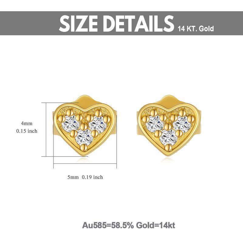 14K Gold Moissanite Heart Stud Earrings-6