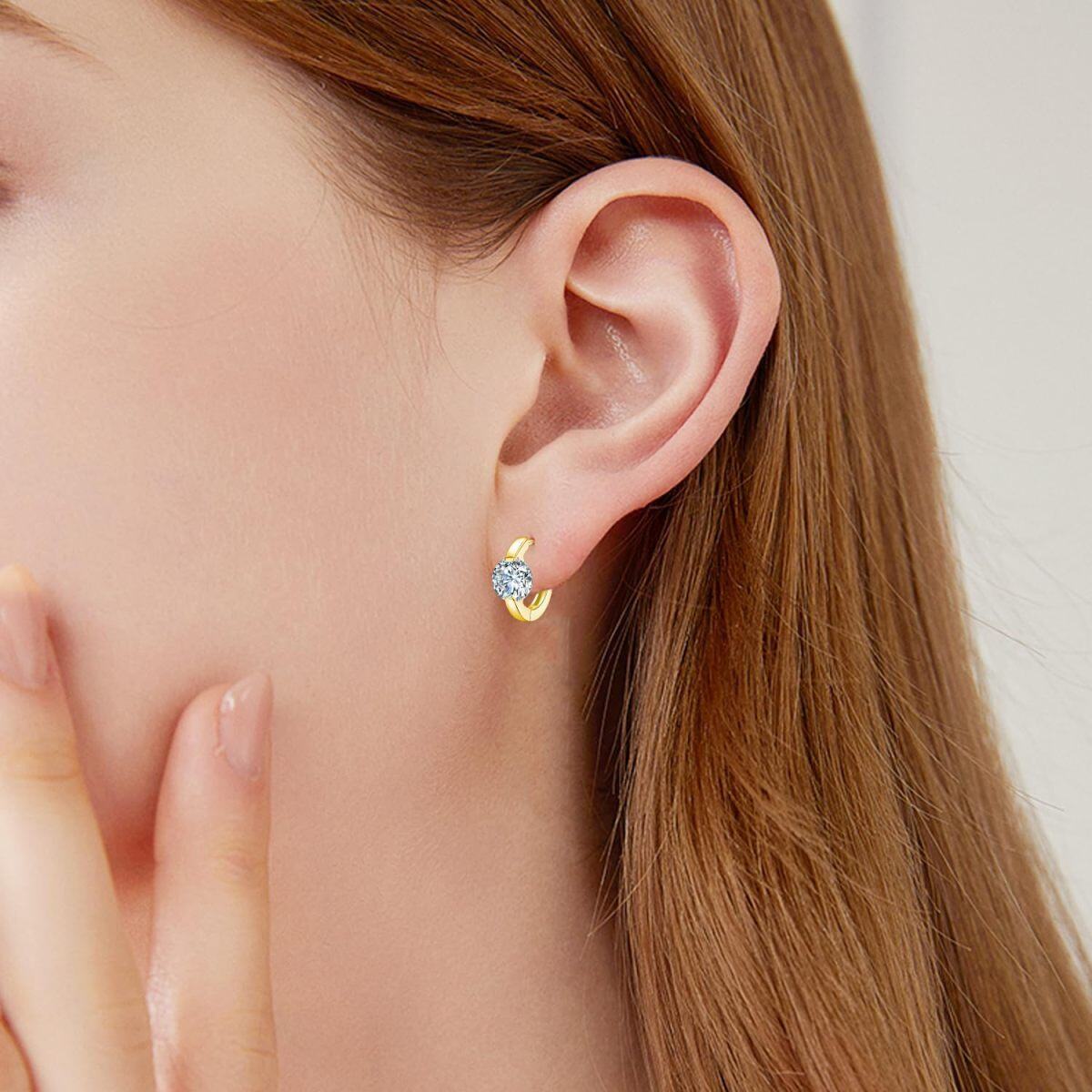 14K Gold Moissanite Hoop Earrings-2