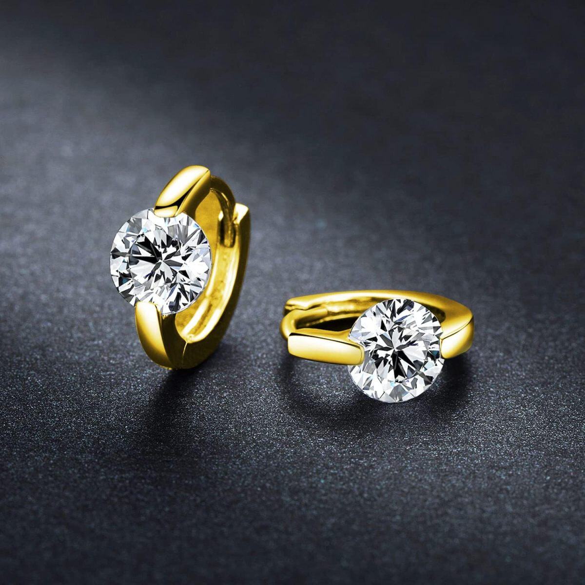 14K Gold Moissanite Hoop Earrings-3