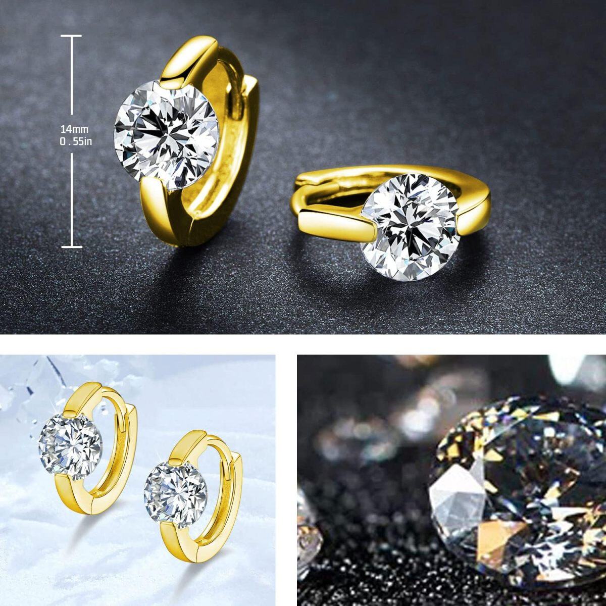 14K Gold Moissanite Hoop Earrings-5