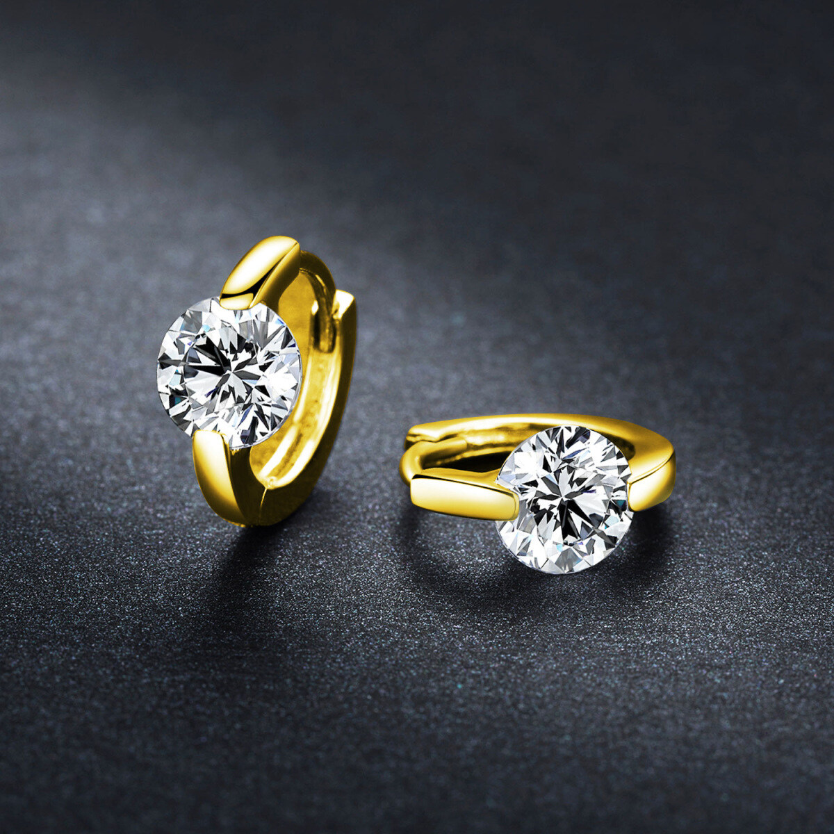 14K Gold Moissanite Hoop Earrings-6