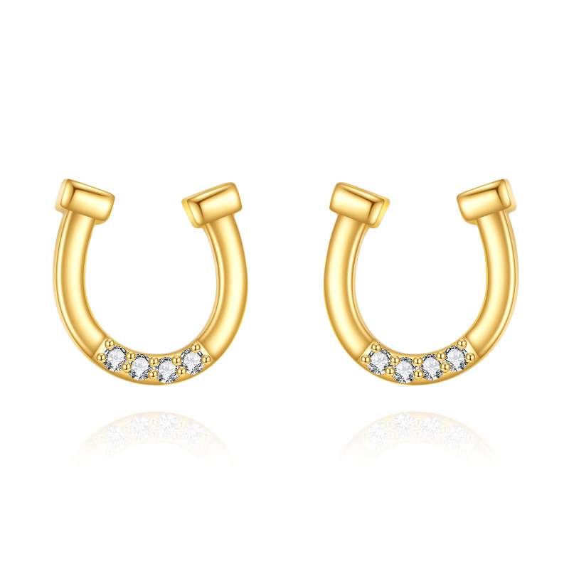 Aretes tipo herradura de moissanita en oro de 14 quilates-13