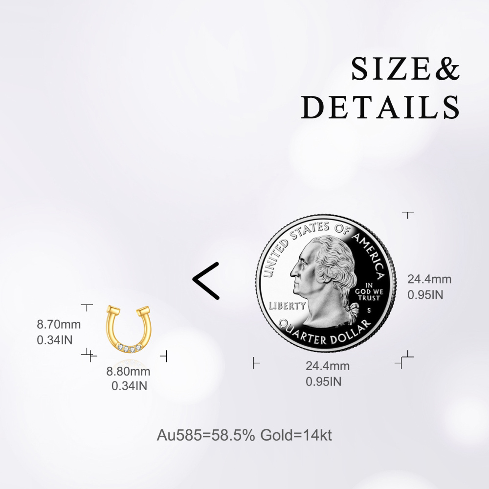 10K Gold Moissanite Horseshoe Stud Earrings-5