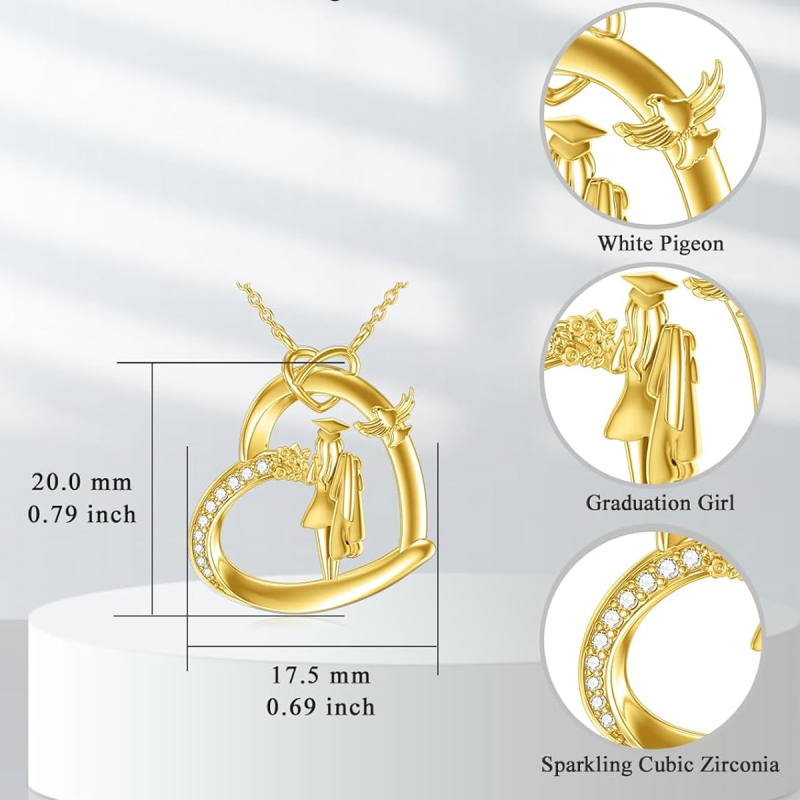 Colar com pendente de colibri, flores silvestres, pais, filhos, formanda e coração em ouro branco 10K com moissanita-4