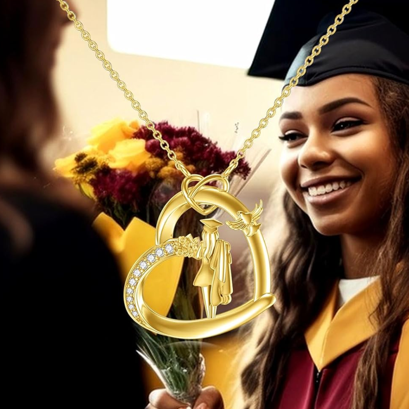 Colar com pendente de colibri, flores silvestres, pais, filhos, formanda e coração em ouro branco 10K com moissanita-5