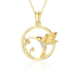 10K Gold Moissanite Hummingbird Pendant Necklace-51