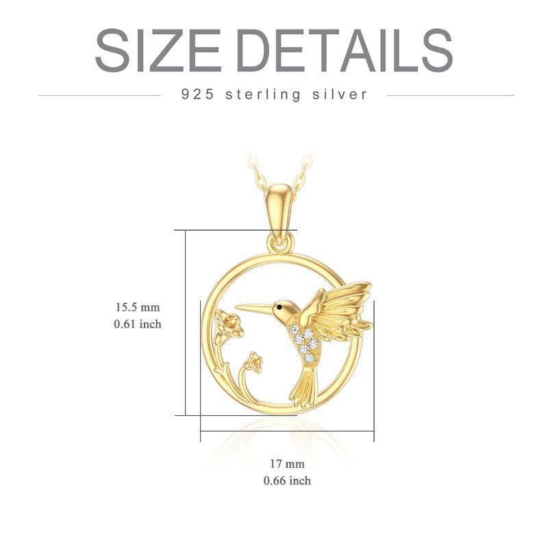 10K Gold Moissanite Hummingbird Pendant Necklace-6