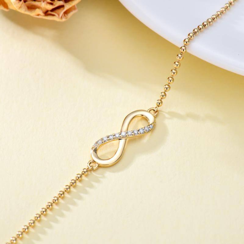 14K Gold Moissanite Infinite Symbol Pendant Bracelet-1