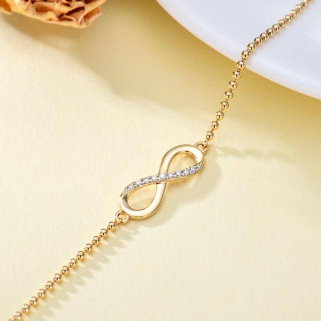 14K Gold Moissanite Infinite Symbol Pendant Bracelet