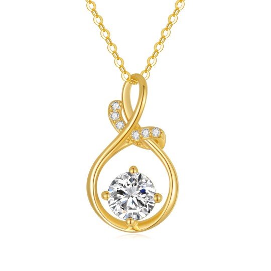 Colar com pingente de símbolo infinito Moissanite em ouro 14K