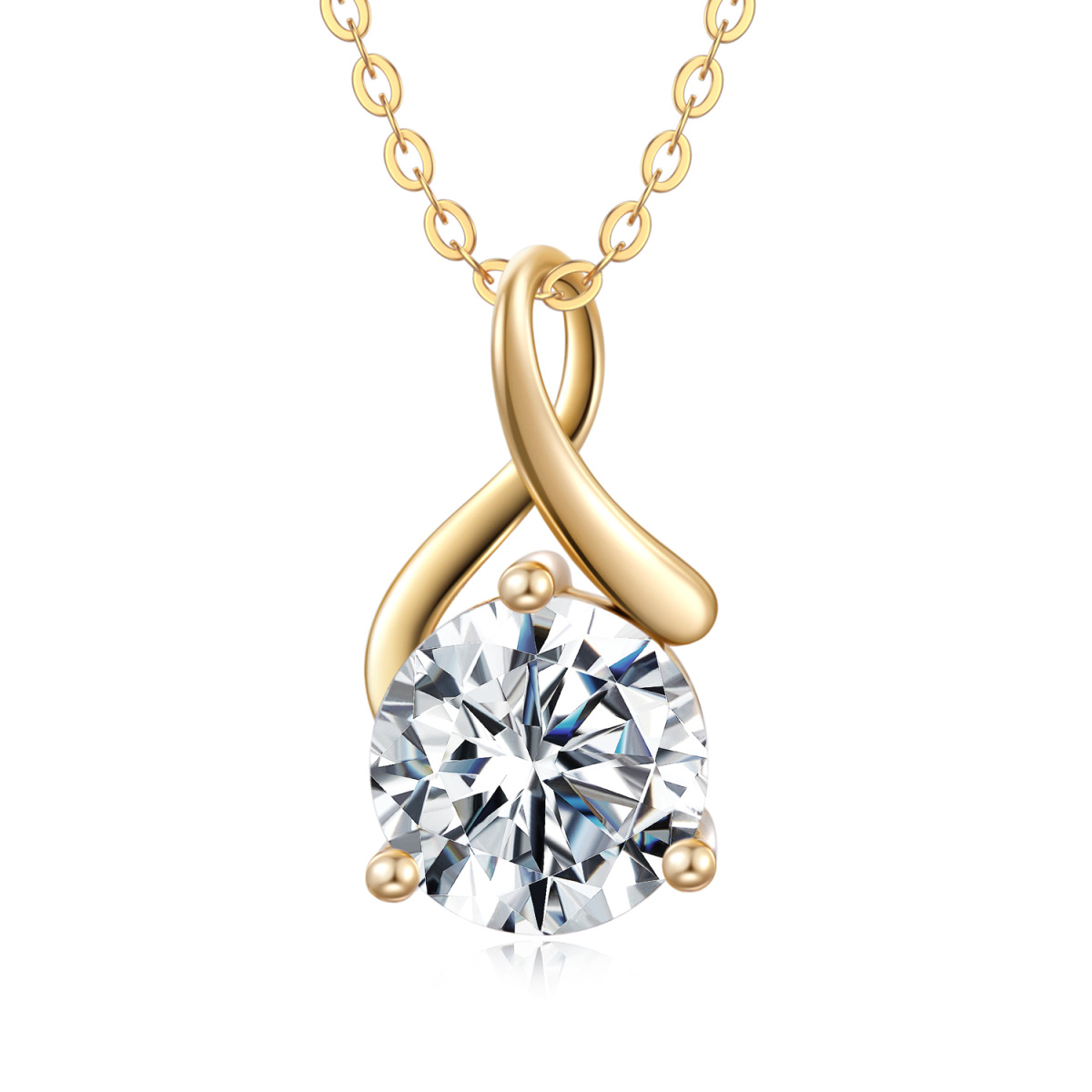 Collana con ciondolo a simbolo infinito in moissanite d'oro 14K-1