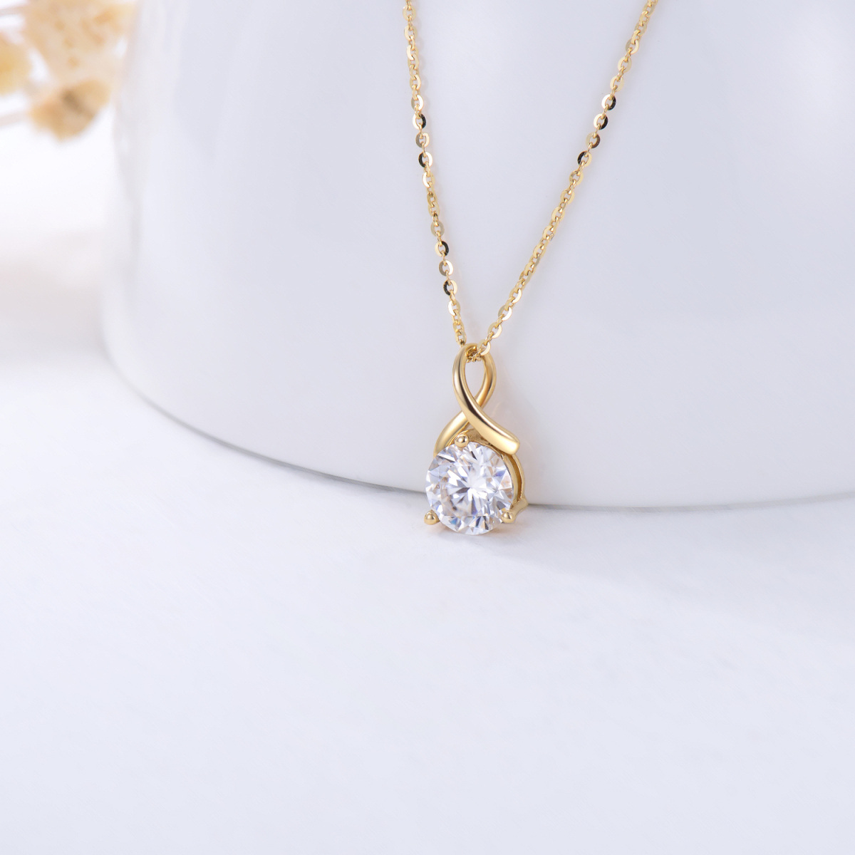 9K Gold Moissanite Infinite Symbol Pendant Necklace-3