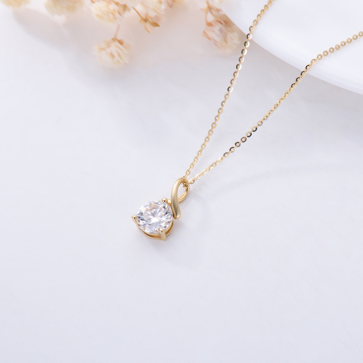 Collana con ciondolo a simbolo infinito in moissanite d'oro 14K-4