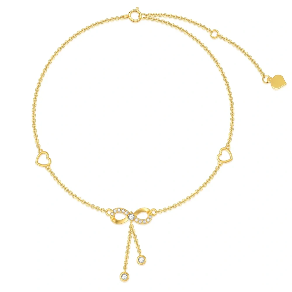 10K Gold Moissanite Infinite Symbol Single Layer Anklet-1