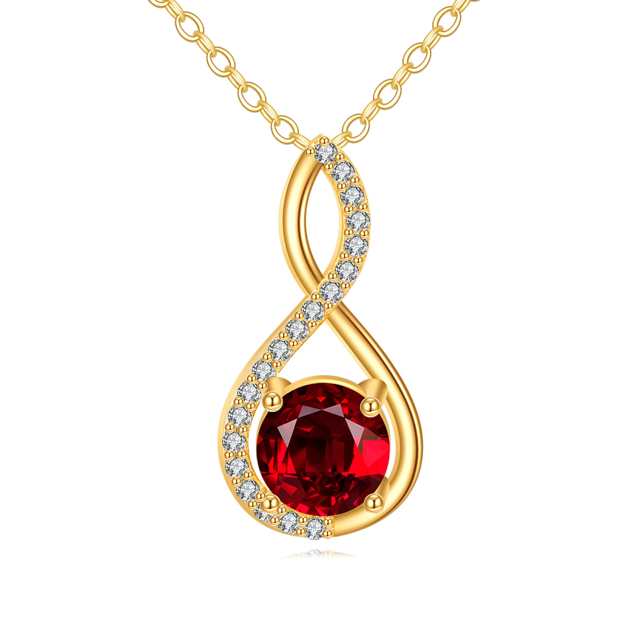 10K Gold Cubic Zirconia & Moissanite Infinity Symbol Pendant Necklace-1