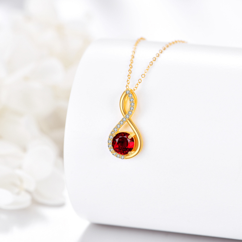 10K Gold Cubic Zirconia & Moissanite Infinity Symbol Pendant Necklace-3