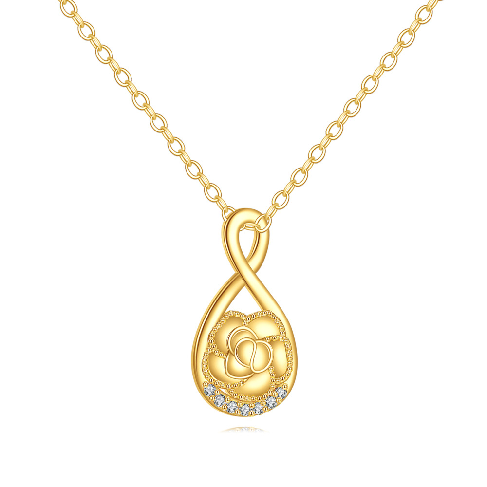 10K Gold Moissanite Infinity Symbol Pendant Necklace-1