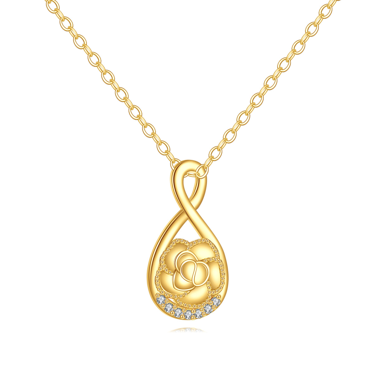 Collar con colgante de símbolo de infinito de moissanita en oro de 14 quilates-1