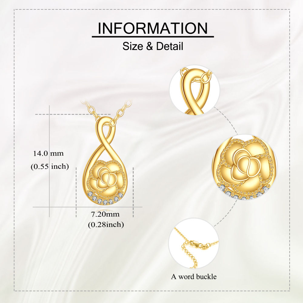 10K Gold Moissanite Infinity Symbol Pendant Necklace-4